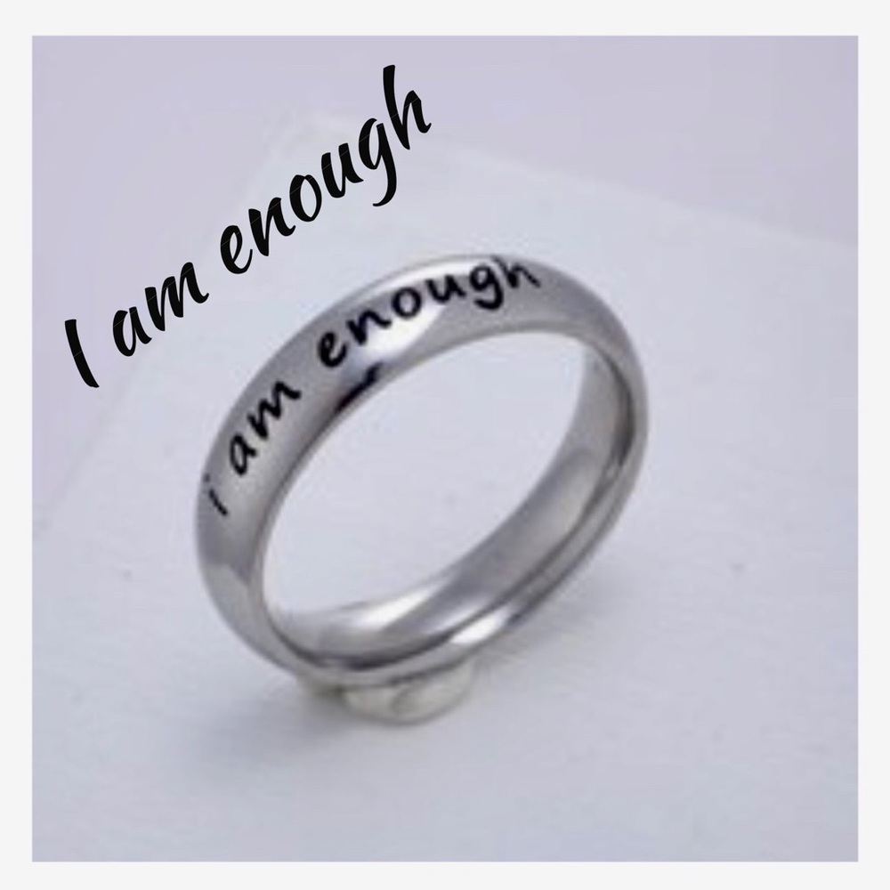 I Am Enough silver statement ring silver size 8 🆕